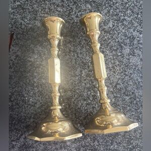 2 NEW POLISHED BRASS CANDLE HOLDERS